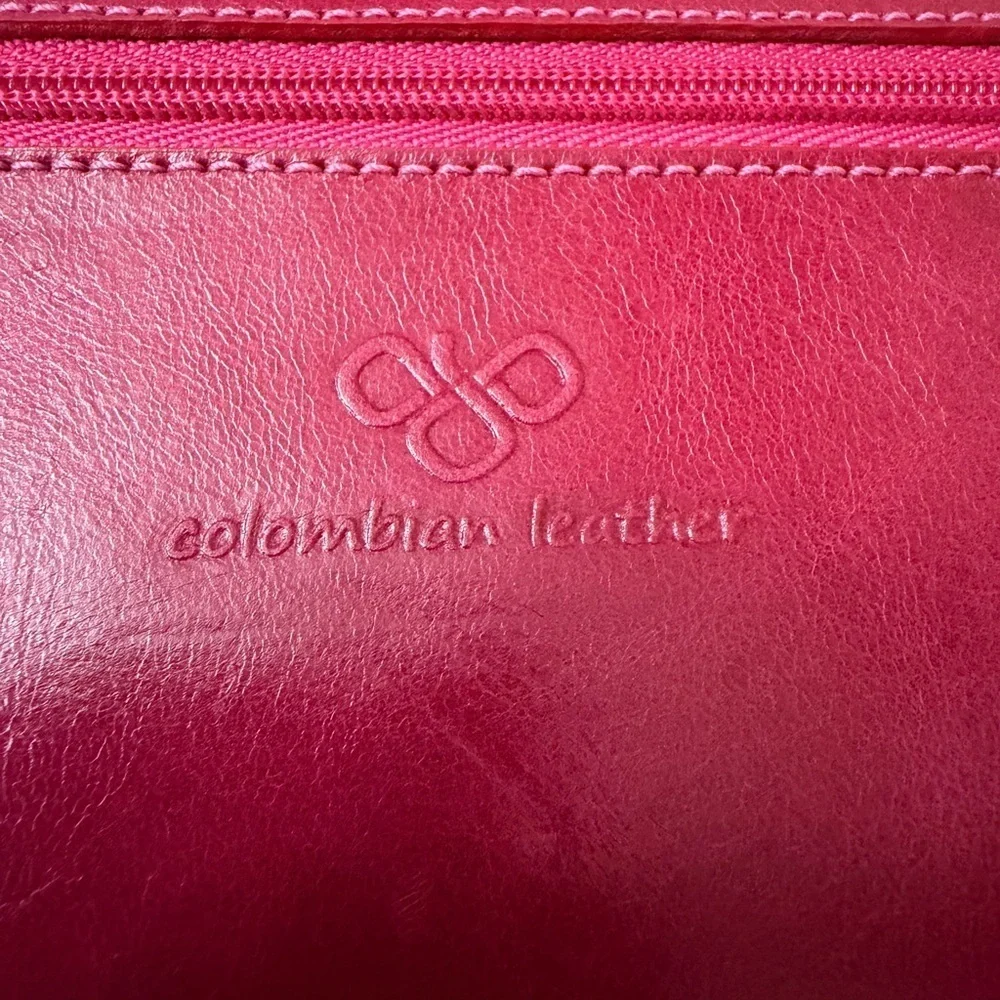 Geometric Pattern Women's Clutch with Pink Trim